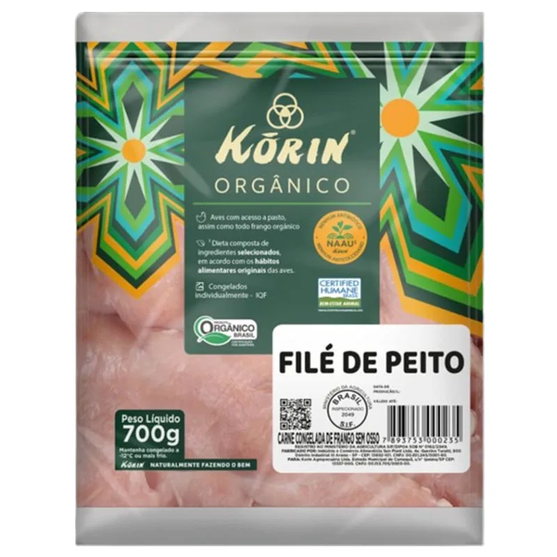 Filé de Peito de Frango Orgânico Korin 700g